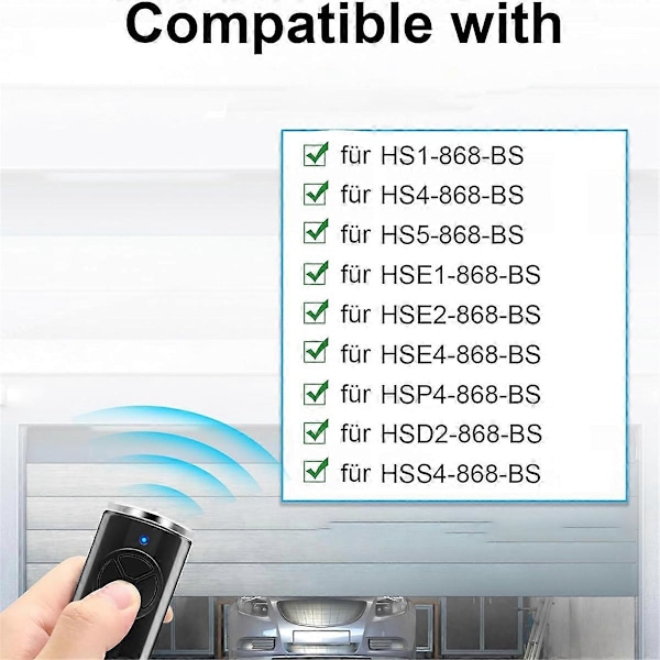 868MHz Garageportåbner Fjernbetjening, 3 Stk. til Hörmann Håndholdt Sender HSE2-868-BS, HSE-4-86