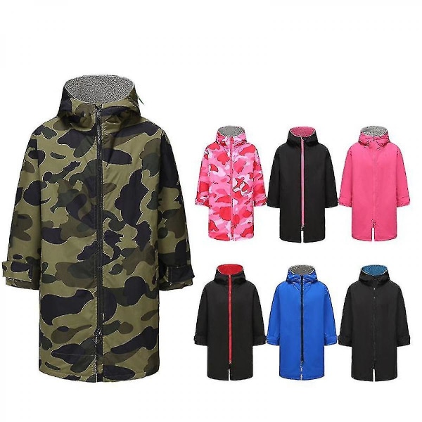 Kids Adventure Spirit Hooded Vattentät Varmtorkande Omklädningsrock Camouflage Powder M