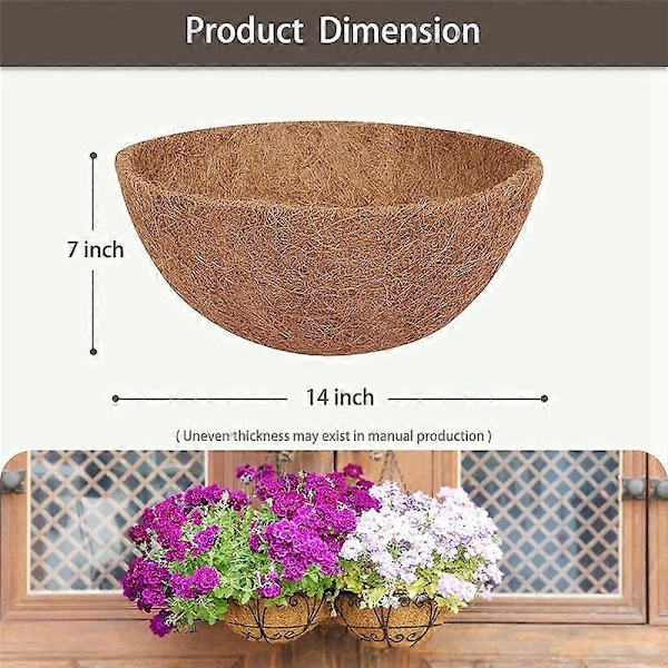4 st Kokos Hängande Korgfoder 25 cm, Robust Rund Foder för Planteringskärl Perfekt Ersättning, 1