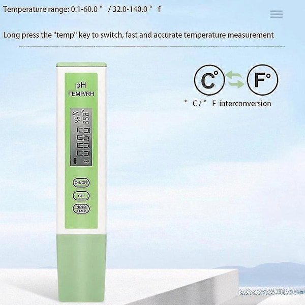 Bluetooth-kompatibel pH-måler Temperatur & Fugtighed BT Ph Tester Realtids Overvågning Temp RH Digi