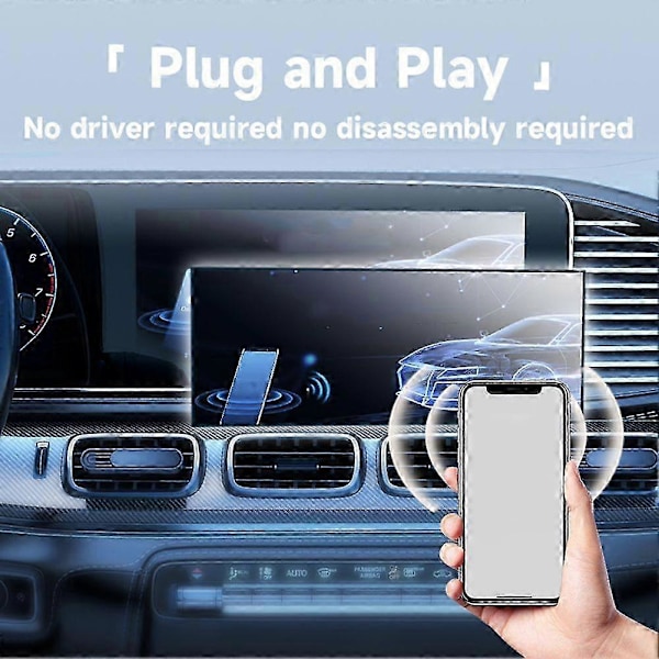 2-i-1 Trådlös CarPlay-adapter för /Android Mini Storlek Kabelansluten till Trådlös CarPlay med Adapterkabel