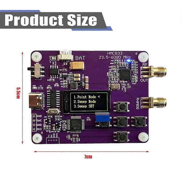 6GHz RF Signalgenerator 23.5mhz-6000mhz Modul Tastaturversjon Oled Skjermvisning HMC833