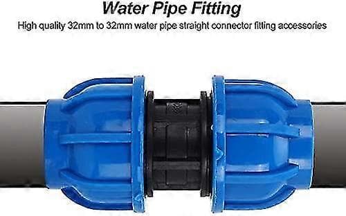 2 stk PE Plast Rett Kobling 32mm Til 32mm Vannrør Adapter Rett Tilbehør