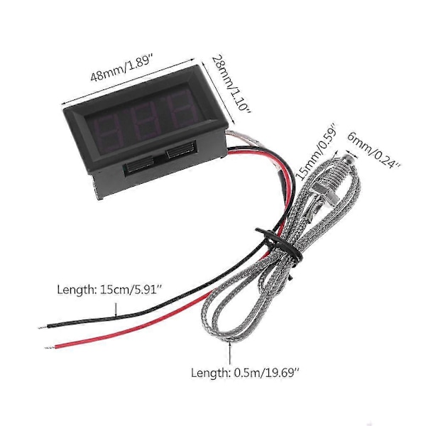 Digital Temperaturmätare LED-Display K-typ Termoelement Temperatursensor M6