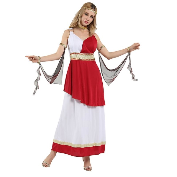 Karneval Halloween grekisk gudinna Athena kostym Romersk myt Drottning Prinsessa Rollspel Cosplay Festklänning M