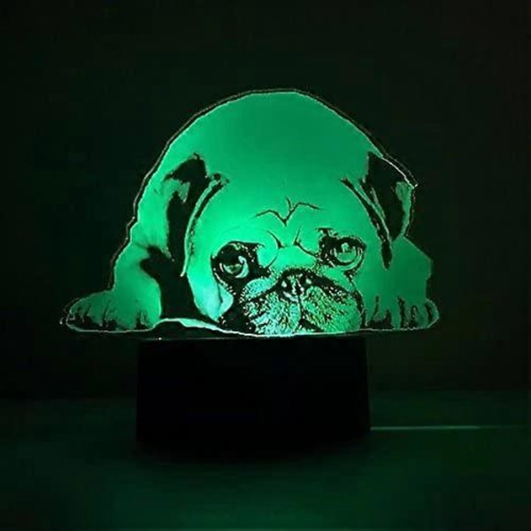 3D Fransk Bulldog Natlampe Sharpei Lampe Bord Skrivebord Optisk Illusion Lamper 7 Farveskiftende Lys LED Bordlampe Jul Hjem Kærlighed Fødselsdag Børn K