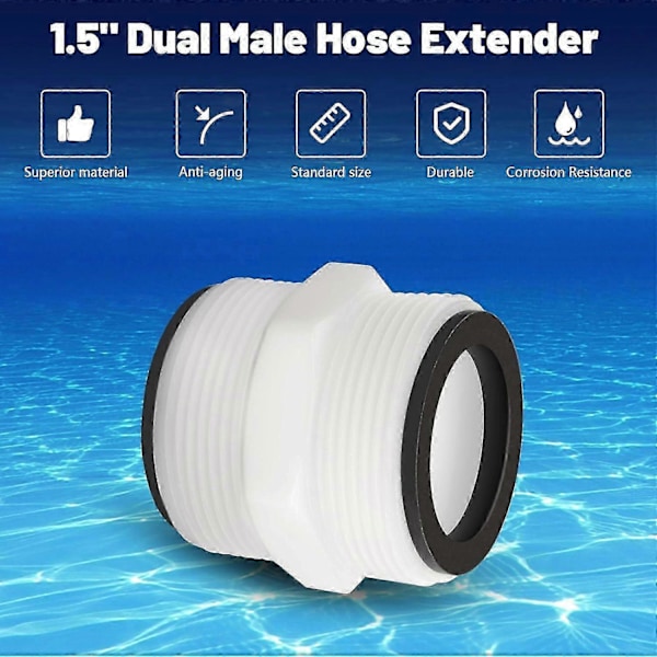 Bassengslangeadapter for Intex & Coleman bassengdelt slangekobling, 1,5-tommers 2-pakninger