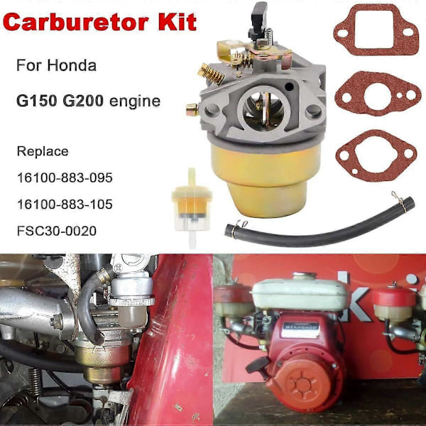 Uusi kaasutin Honda G150 G200 -moottorille, korvaa numerot 16100-883-095 16100-883-105