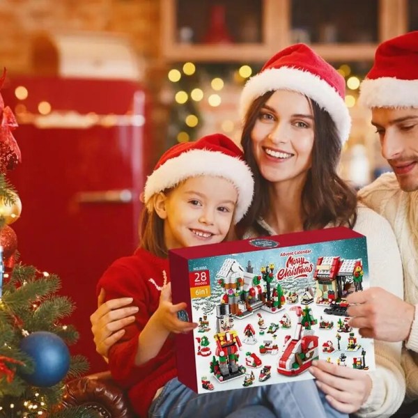 Julens adventskalender 2023 24 dagars nedräkning till julens överraskning Blindbox Set Byggklossar Leksaker Presenter till barn style 2