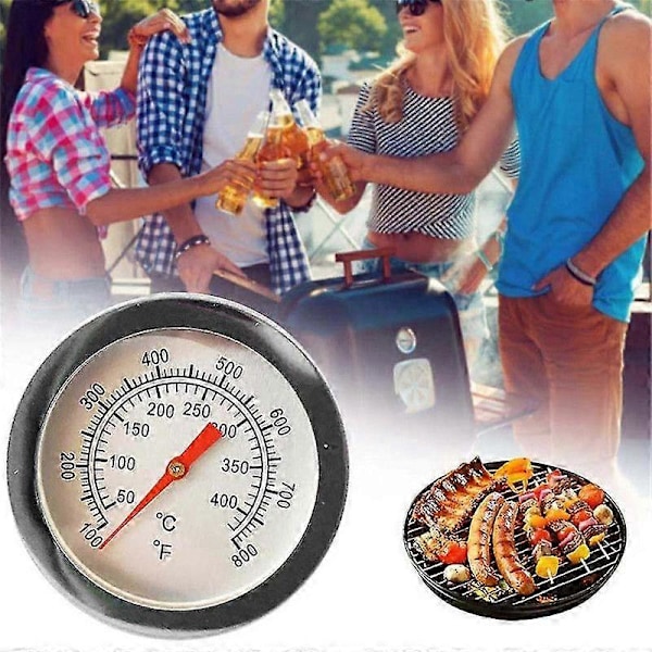 Grilltermometer for kullgrill, røykeovn, vedfyrt ovn, temperaturmåler, Fahrenheit/ 50~400