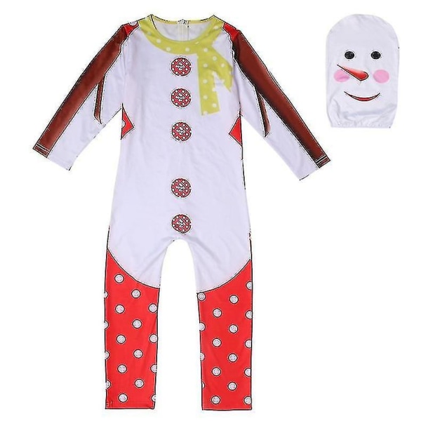 Halloween Christmas Christmas Snowman Cosplay Jumpsuit Bodysuit Mask Set 11-12 Years