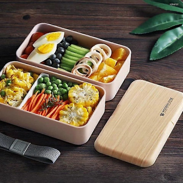 Hometric Rosa Bento Matlåda för Barn och Vuxna, 1200ml 2 Lager Matlåda med Fack