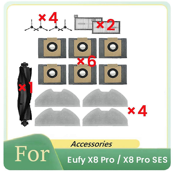 17 kpl varaosia Eufy X8 Pro -robotti-imuriin, suodattimen vaihto