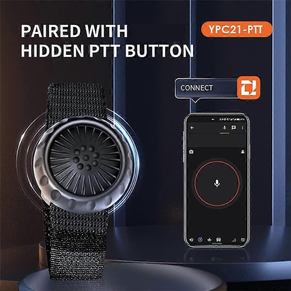 Langaton Bluetooth PTT e-ohjauspainike säädettävällä hihnalla Zello IOS Android Smar -laitteille