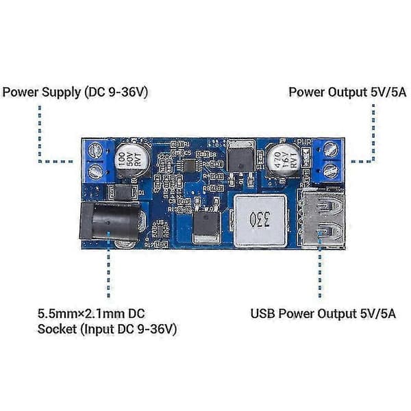 DC 6V 9V 12V 24V Til DC 5V 5A Konverter Modul, 9-36V Nedtrapping Til USB