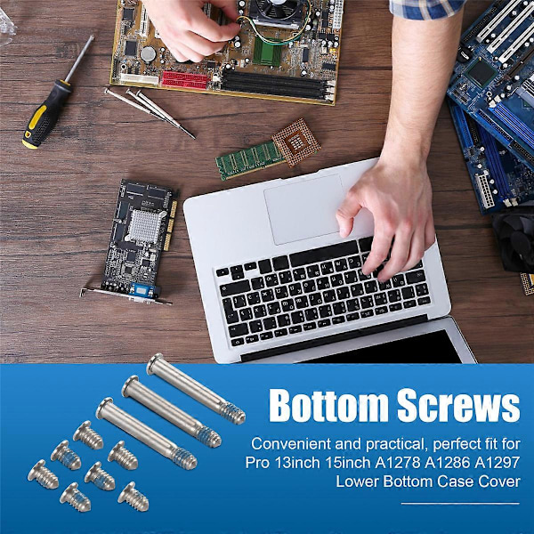 100 st/10 set A1278 A1286 A1297 Botten Skruvar för Macbook Pro 13 tum 15 tum Nedre Botten Skal Skydd