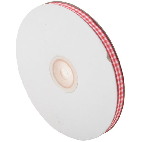 45m Full Rulle Klippta Längder Gingham Band, 6mm Bred Röd