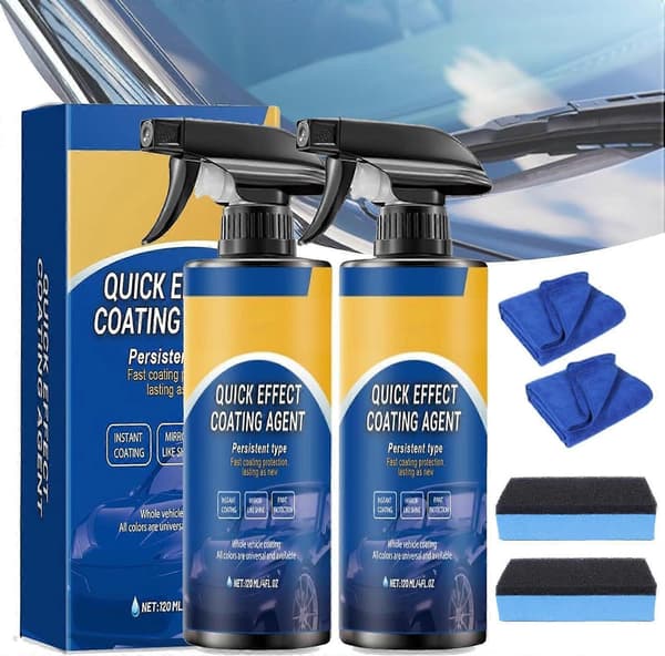 Quick Effect Bilbelegg Spray, 2-pakning Quick Effect Bilbeleggmiddel, Vannfri Vask Polering, Lakkbeskyttelse og Glassrens 2 Pack