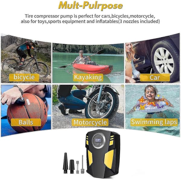 Bil Däckpump, Digital Luftkompressor Däckpump, Portabel 12v Snabb Bil Däckpump Luftpump