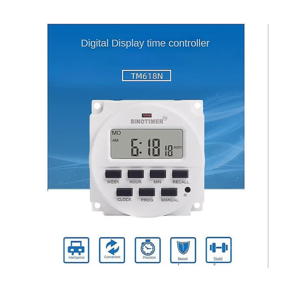 Tm618N-2 Lcd 1.6 Tum Digital 220V Ac Programmerbar Timer Switch med Relä Inuti och Nedräkning Ti