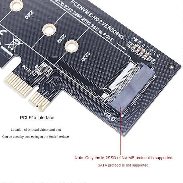 M.2 PCIe Adapter, M.2 til PCI E3.0 X1 Utvidelseskort, M2 SSD NGFF NVME (M Key) til PCIe 3.0 x 1 for Skrivebord