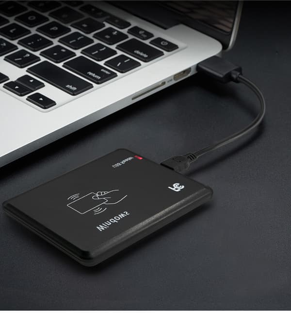 USB RFID Desktop ID-kortlæser Kontaktløs læser Sort
