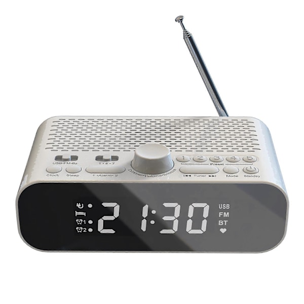 FM-klockradio med Bluetooth-streaming, LED-display, dubbel väckarklocka, 1500MAh Hi-Fi-högtalare med