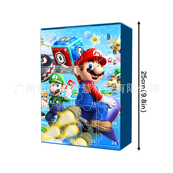 Super Mario Jul Adventskalender Tecknad Anime Karaktär Juguetes Adventsöverraskning Leksaker för barn 2024 Julklappar 1pcs