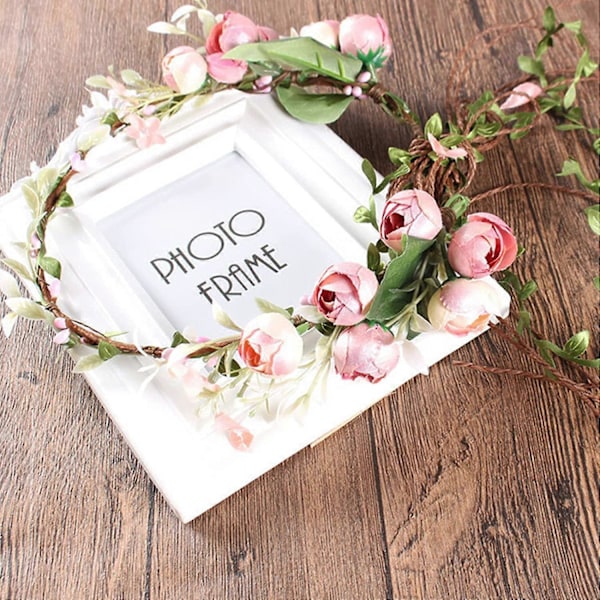 Boho Blomsterkrans Blomsterkrans Hodebånd Blomsterkronekrans Blomsterkrans Hodebåndkrans Halo
