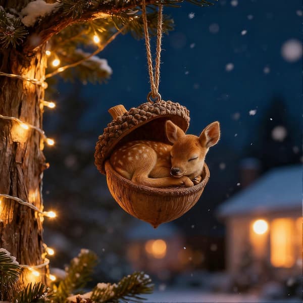 2D Akryl Grankogle Dyrepynt til Juletræ og Fest D