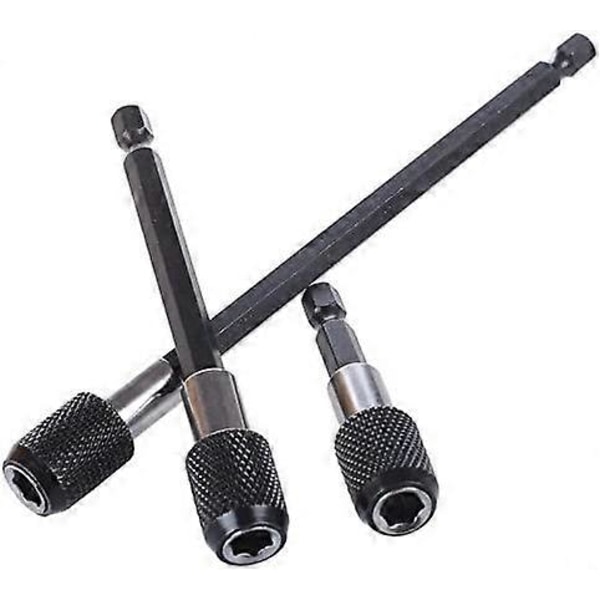 Forlængerstang Hex Skaft Top Adapter Bor, 3 stk. Slagtop Firkantmøtrik Driver Bit + 3 stk. 1/4 Hex Skaft Skruetrækker Bit Holder + 1 stk. 1/4 Hex