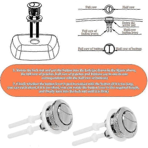 2-pak Universal Toilet Cisterne Trykknapper 38mm Dobbelt Skyl Pop Op Knap Standard Dobbelt Skylleknap - God