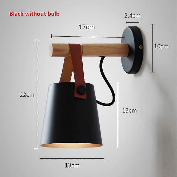 Modern Nordisk Design Trä LED Vägglampa Inomhusbelysning för Sovrum Vardagsrum E27