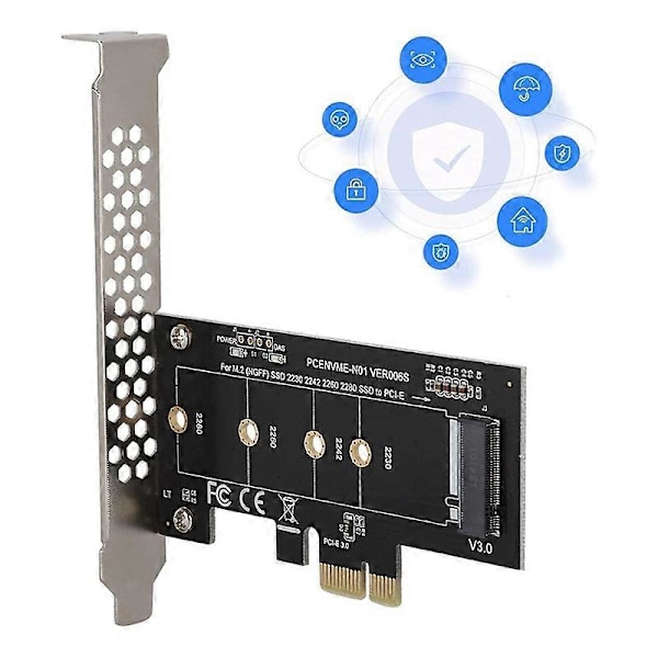 M.2 PCIe -sovitin, M.2 - PCI E3.0 X1 -laajennuskortti, M2 SSD NGFF NVME (M-avain) PCIe 3.0 x 1:een pöytäkoneelle