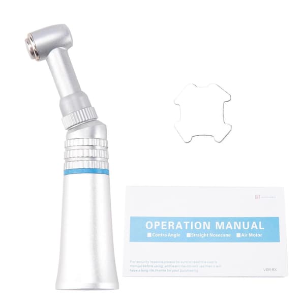 3X Dental Handstycke Långsam Typ Låghastighets Tryckknapp Handstycke Kontravinkel Handstycke Latch Bur Silver