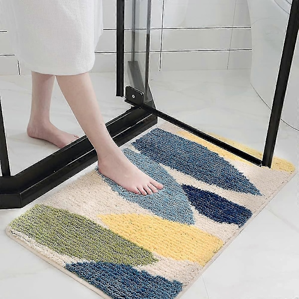 Skridsikker bademåtte, 40 x 60 cm Skovblad bademåtte super blød og absorberende