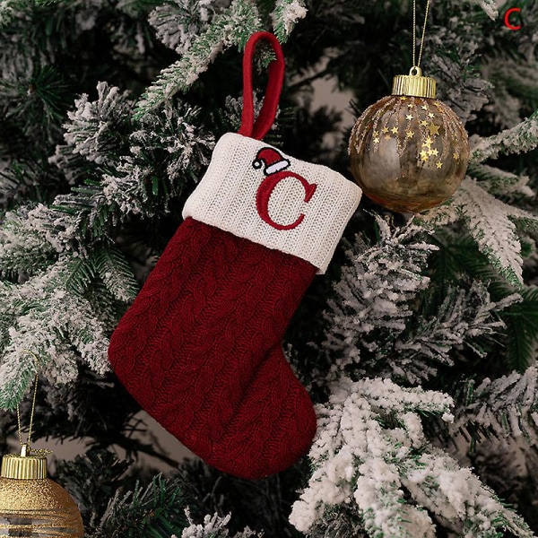 Christmas strumpor stickning brev strumpa dekoration för hem Xmas Tree Ornament style 10