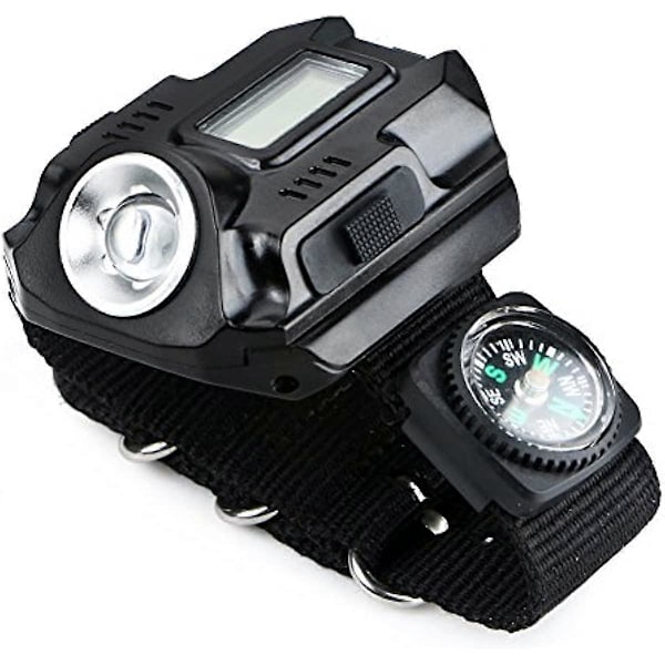 enjoydeal Taktisk CREE LED 1000 Lm Display Oppladbar Armbåndsur Lommelykt