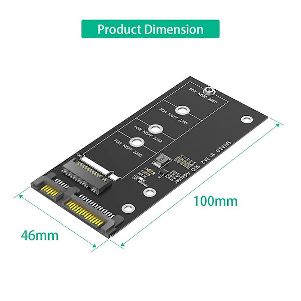 M.2 NGFF - SATA -sovitinkortti B-avain/B & M -avain SSD (Ei M.2 NVME:lle)