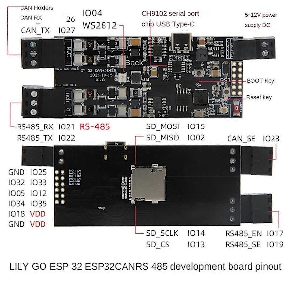 T-CAN485 ESP32 CAN -485 Tukee TF-korttia Langaton kehityskortti