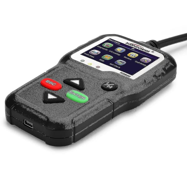 Konnwei Kw680 Professionel Obdii/eobd Scanner Obd2 Can Bus Kode Læser Med Tft Farveskærm - Rød--sort