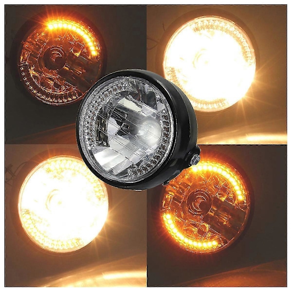 7 Tommers Motorsykkel Rundt Hodelykt Halogen H4 Lys Lampe