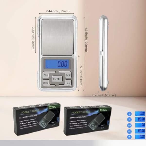 Elektroninen taskuvaaka, taskuvaaka, koruvaaka 0,01 - 200g hopea