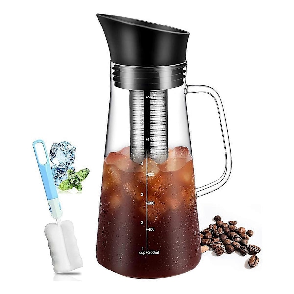 Cold Brew Kaffemaskine, Iced Coffee Maker Maskine, Cold Brew Te Kande Holdbart Glas og Lufttæt