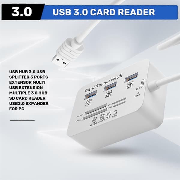 USB HUB 3.0 USB Splitter 3 Porter Extender Multi USB Utvidelse Multiple 3 0 Hub SD Kortleser USB3.0
