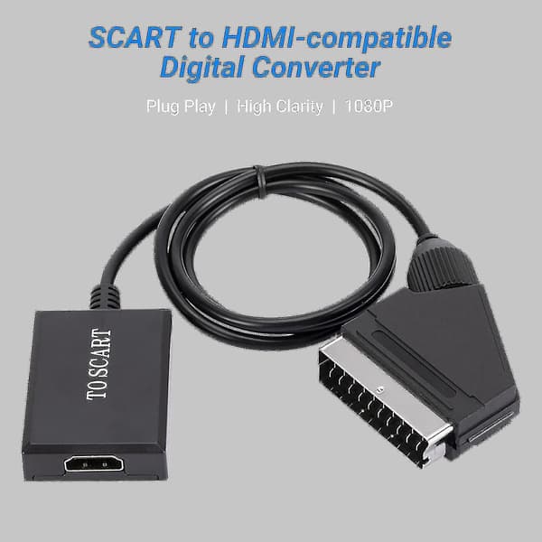Videoadapter Plug Play Hög Klarhet Plast 1080p Stabil Prestanda Scart Till HDMI-kompatibel