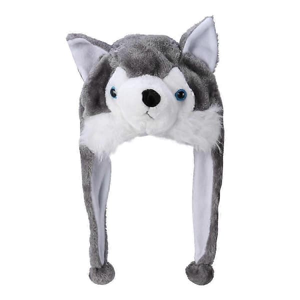 Søt Husky plysj-vinterlue for barn og voksne, grå 30x40 cm Grey