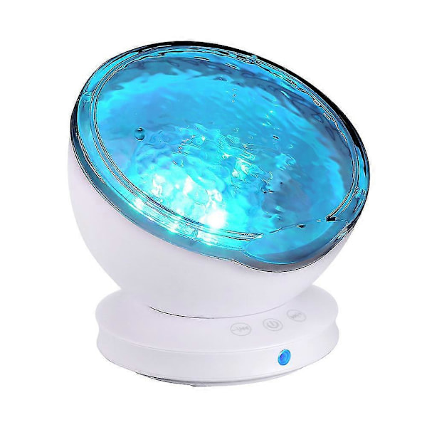 LED Projektor Simulerer Havbølger, Nattlampe for Barn, 7 Fargemoduser, Fjernkontroll Timer, Sengelampe for Baby, Barn og Voksne, Romdekor, Wh