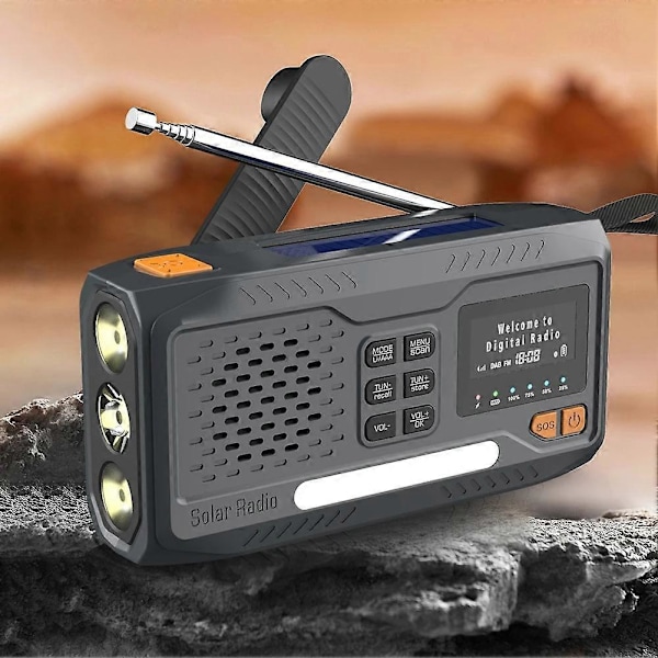 Solar Håndsveiv Nødradio 4 Måter Drevet for DAB/FM/Bluetooth-kompatibel Radio Leselampe 3