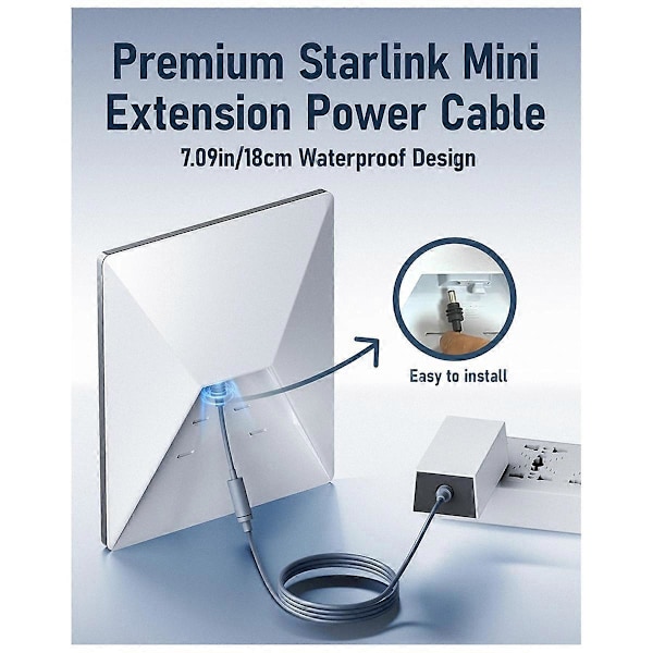 Udskiftningstilbehør til Starlink Mini DC forlængerkabel 18CM, vandtæt strømomformeradapter